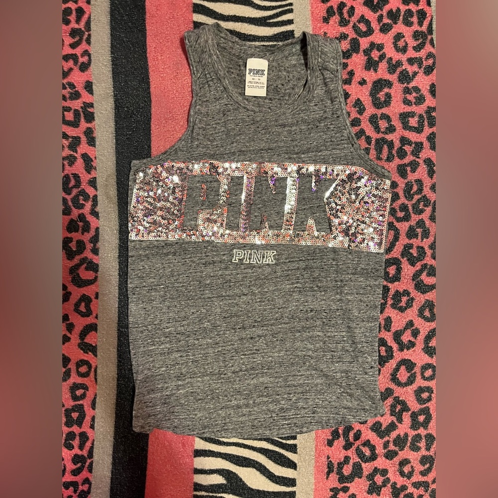 PINK Victoria's Secret BLING sequins racerback tank top